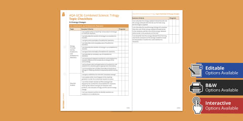 AQA GCSE Combined Science: Trilogy Topic Checklists - 6.3 Particle ...