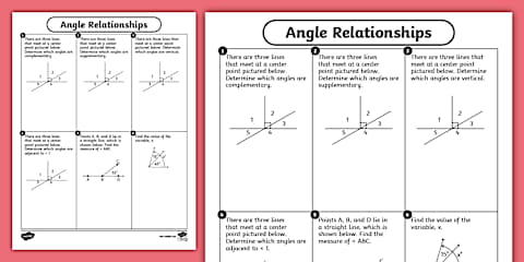 Seventh Grade Angle Relationships Error Analysis Worksheet
