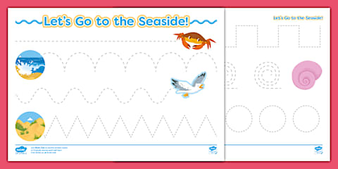Seaside Picture and Word Colouring Sheets
