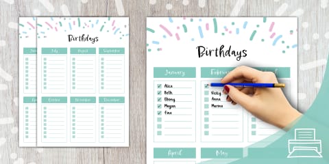 Muted-Rainbow Themed Class Birthdays Display