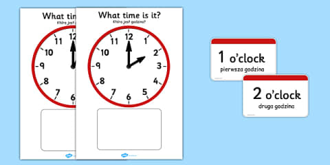Time Writing Clocks Foldable Visual Aid Template Polish Translation