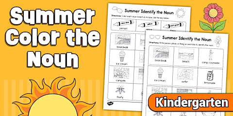 Kindergarten Spring Identify the Noun Worksheet