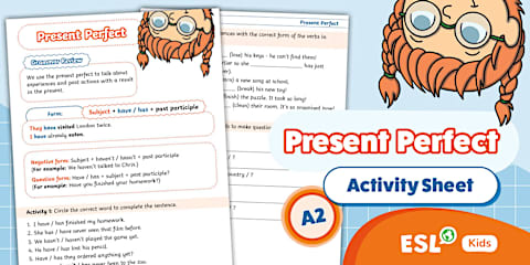 ESL Present Perfect Simple Activity Sheet [Kids, A2]