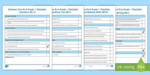 Common Core Math First Grade Standards Checklist