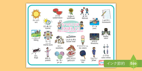 春」英語と日本語 単語シート Spring Bilingual Word Mat