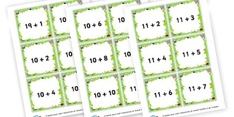 Addition up to 20 Number Cards