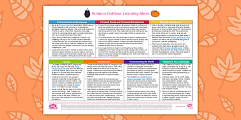 EYFS Planning Web: Outdoor Learning Ideas