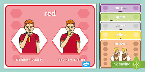 Auslan Colours Northern and Southern Dialects Handy Reference Sheet
