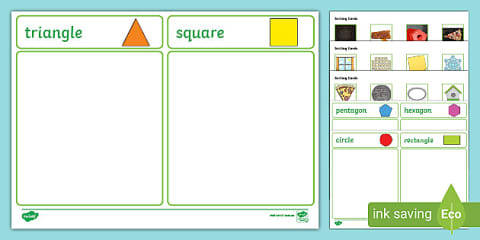 Food 2D Shape Sorting Worksheet