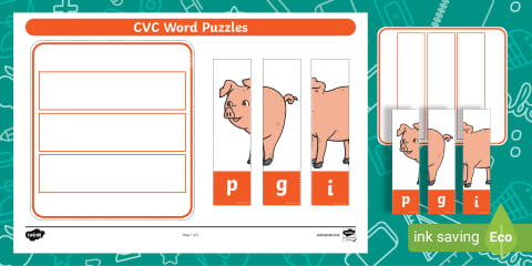Workstation Pack: CVC (e) Words Puzzles Activity Pack