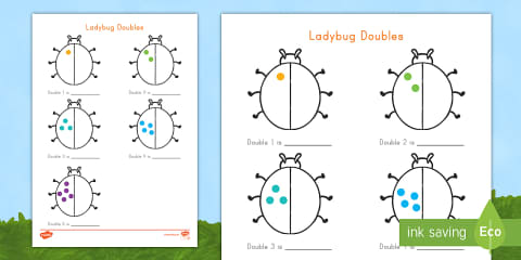 Ladybug Doubles to 20 Worksheet