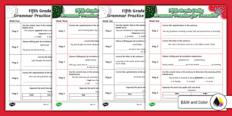 Fifth Grade Daily Grammar Practice for February