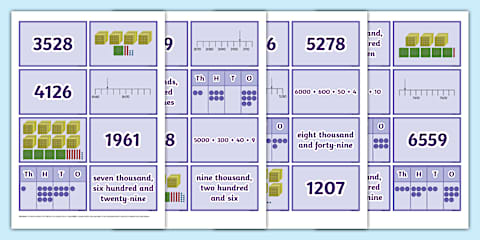 4-Digit Place Value Matching Cards