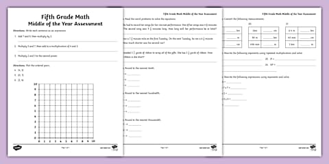 Fifth Grade End of the Year Math Assessment