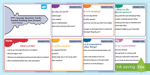 PYP Key Concept Question Cards: Guided Reading (fiction) - Lower Primary