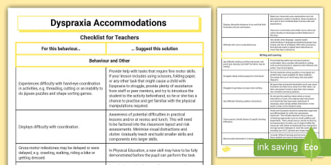 Dyslexia Accommodations Checklist for Teachers
