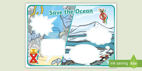 Save Our Oceans Colouring Activity Poster