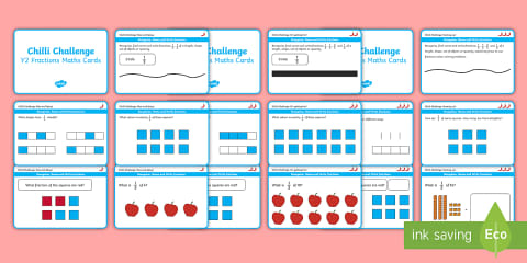 Year 2 Fractions Word Problems Challenge Cards