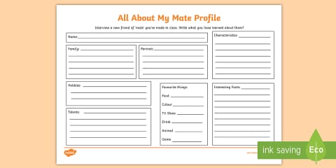 Profile Homework My One-Page Profile Primary