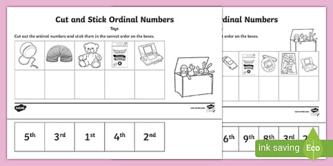 Transport Themed Ordinal Numbers Cut and Stick Activity