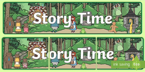 Muted Rainbow Themed Story Time Display Banner