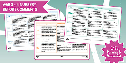 EYFS Report Writing Bank of Differentiated Statements: Ages 3-4