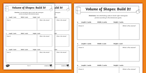 Volume Shapes Using Blocks Kindergarten Building Shapes With Blocks Worksheet