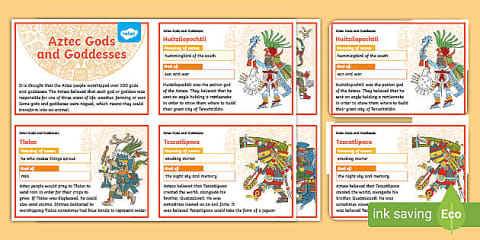 Aztec Gods and Goddesses Mind Map