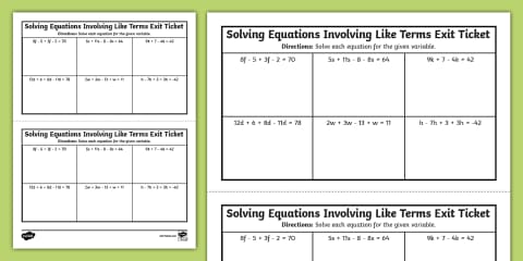 Eighth Grade Solving Multi-Step Equations Triangle Puzzle
