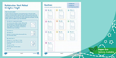 Multiplication: Grid Method (2 Digits x 1 Digit) (Ages 7 - 8)