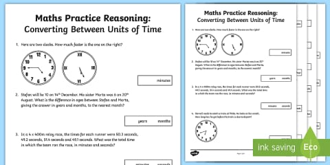 Time Change Math Questions Units of Time Challenge Worksheet