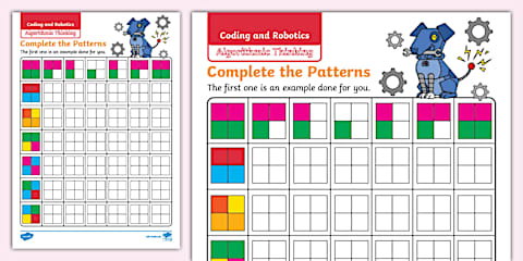 Grade 2 - Robotics and Coding - Coding - Worksheet: Pattern Recognition ...