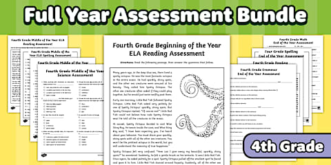 Third Grade Full Year Assessment Bundle | ELA, Math & Science Review