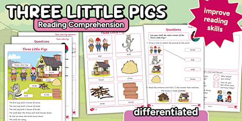 The Three Little Pigs A3 Early Level Reading Comprehension