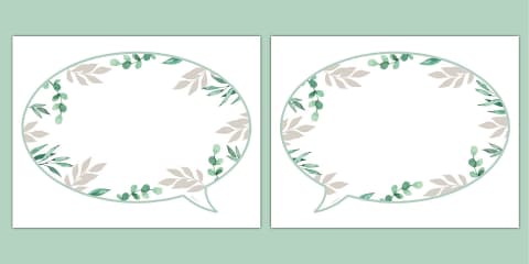 Muted Botanical Themed Acorn Speech Bubble Display Cut Outs