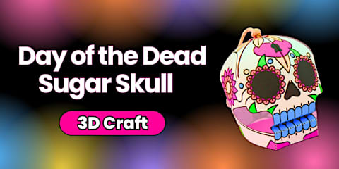 Simple 3D Day of The Dead Sugar Skull Activity Paper Craft