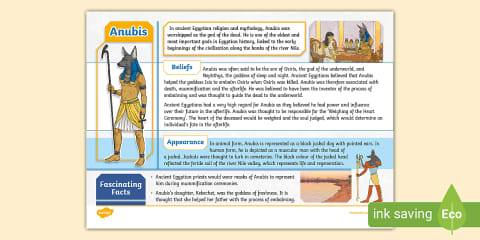 Egyptian God: Anubis Fact File Template