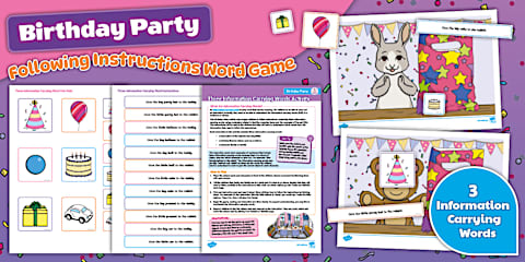On the Farm Following Instructions Word Game: 3 Information Carrying Words