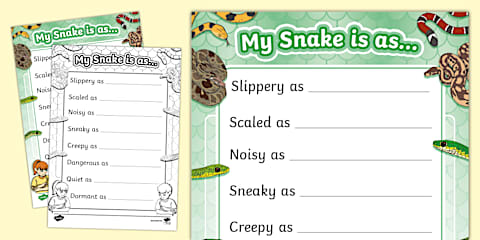KS2 Snakes Fact File Template