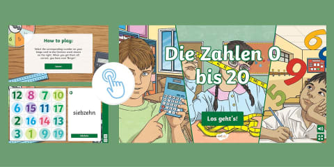 German Numbers 0-10 Interactive Matching Game