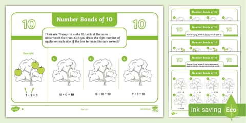 Butterfly Fingerprint Number Bonds of 10 Worksheet Pack