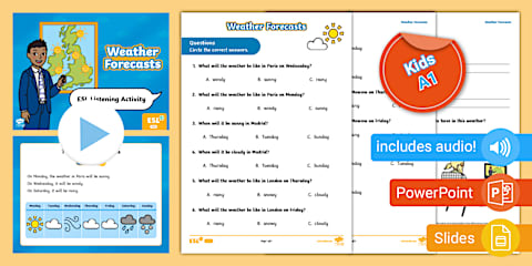 ESL Weather Words Flashcards [Teens, Pre-A1]