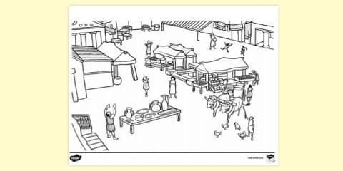 Trade Colouring In Market Colouring Sheet