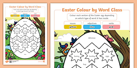 Easter Colour by Noun Type Worksheet