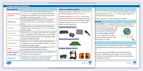KS1 Computer Systems and Networks Knowledge Organiser