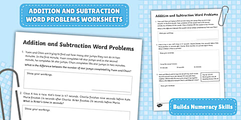 Differentiated Addition and Subtraction Word Problems Worksheets