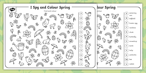 I Spy With My Little Eye Coloring Worksheet