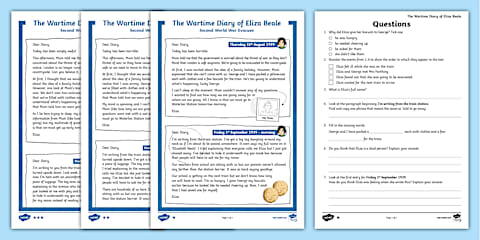 LKS2 Remembering the War: Letters from WW2 Reading Comprehension Activity