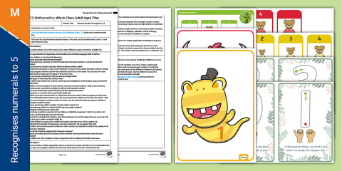 EYFS Maths: Number Recognition Races 1-5 Whole Class Adult Input Plan ...
