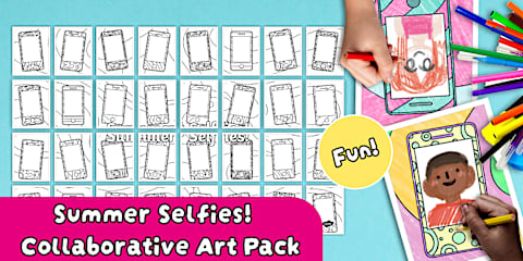 Hello Summer Collaborative Colouring Display Banner